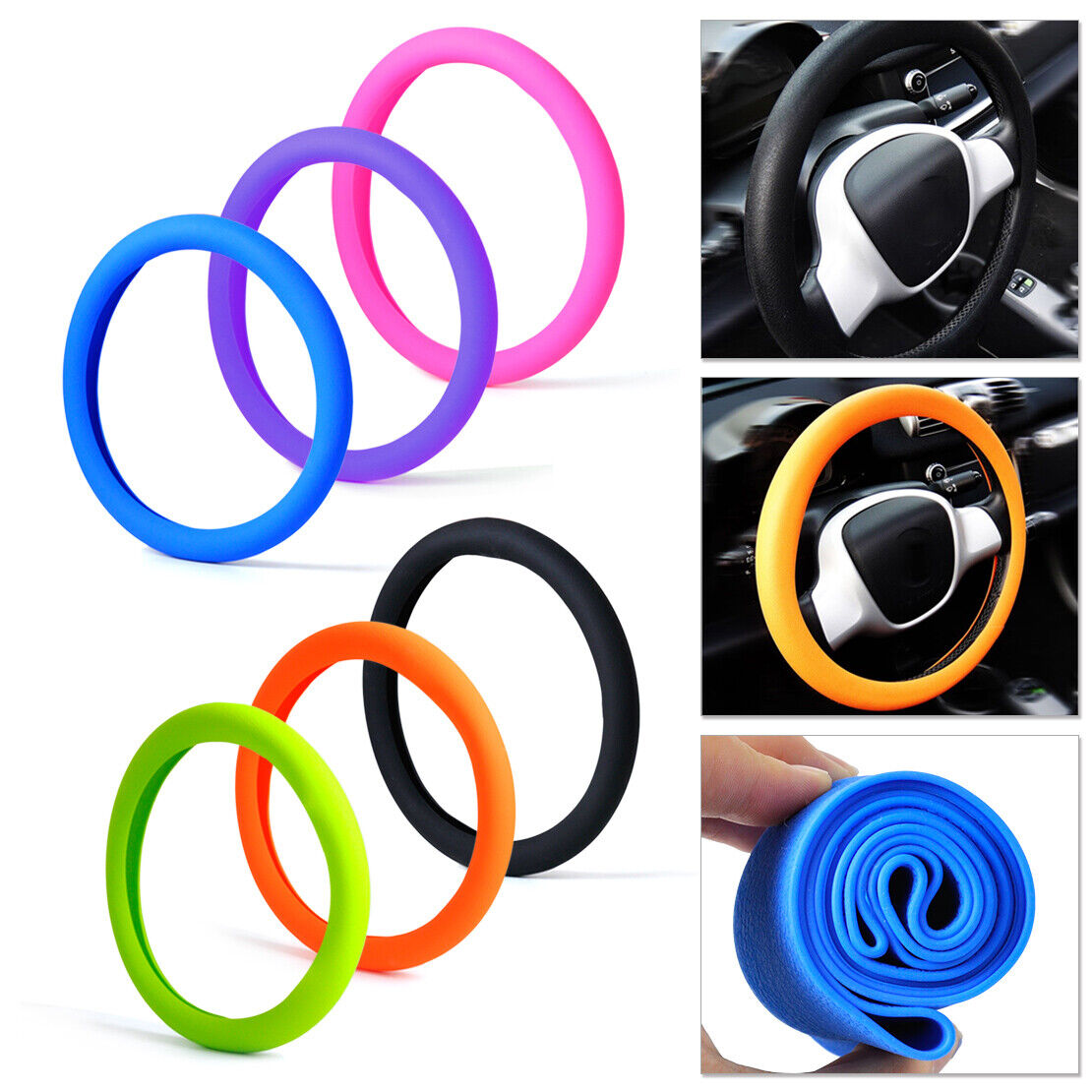 Soft Silicone Car Steering Wheel Cover Non-Slip Car Decoration Steering Wheel Cover